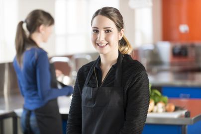 Students in the nutrition and food science hub commercial kitchen