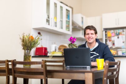 student working at home